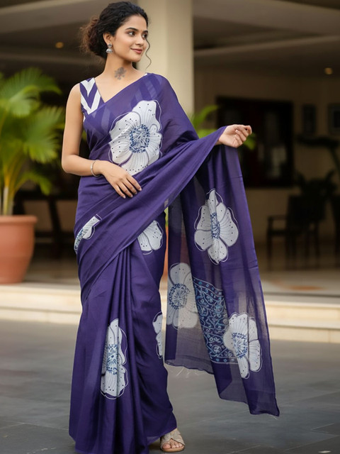 Urban Pallu Floral Pure Cotton Saree - Image 3