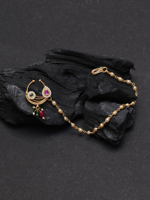 Mali Fionna Gold-Plated Artificial Stones and Beads Ring Nosepin