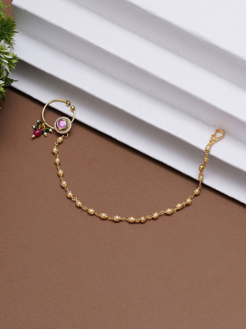 Mali Fionna Gold-Plated Artificial Stones and Beads Ring Nosepin