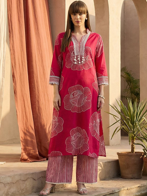 Indo Era Printed V-Neck Top & Trousers Co-Ords - Image 5