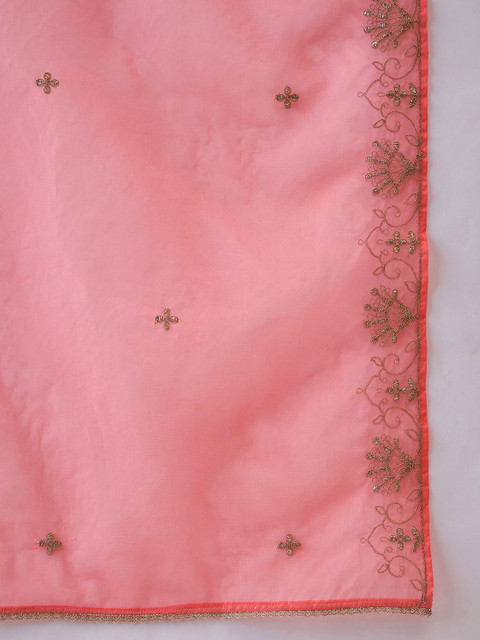 Sangria Embroidered Round Neck Kurta Trousers & Dupatta - Image 4