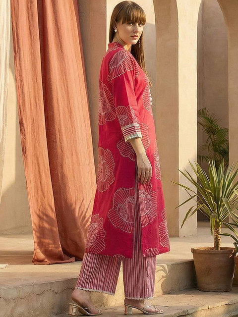 Indo Era Printed V-Neck Top & Trousers Co-Ords - Image 2