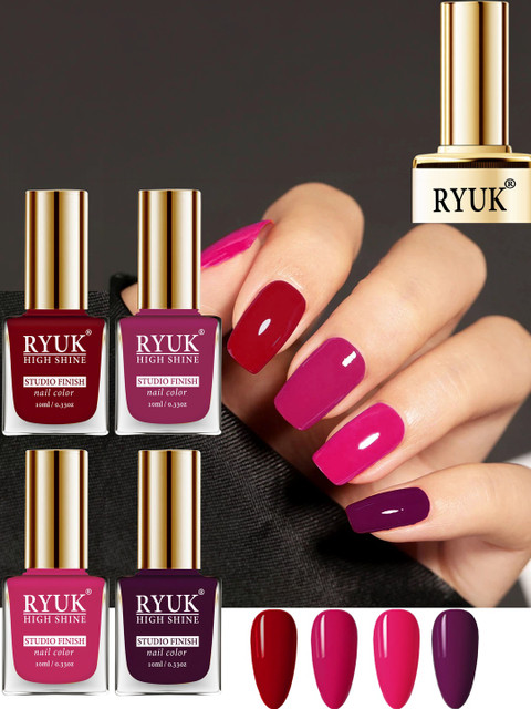 RYUK Set Of 4 High Shine Studio Finish Nail Polish - 10 ml Each - Shade -5-6-7-8