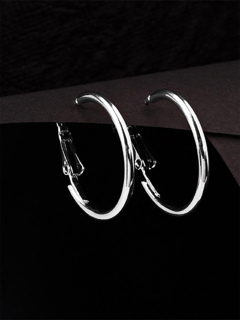 Accessorize London Women Silver Small Hoop Earrings