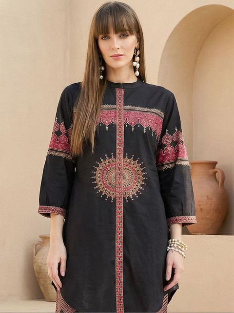 Indo Era Printed Mandarin Collar Top & Trousers Co-Ords - Image 4