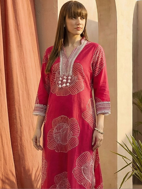 Indo Era Printed V-Neck Top & Trousers Co-Ords - Image 4