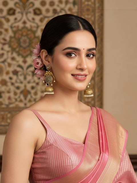 FIROZA Peacock Shaped Jhumkas Earrings