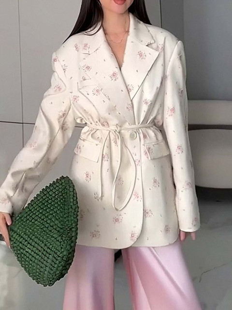 StyleCast x Revolte Printed Notched Lapel Blazer