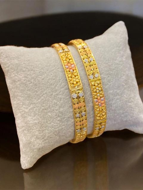 FAA FASHION Women 2 Pcs Gold-Plated Bangle