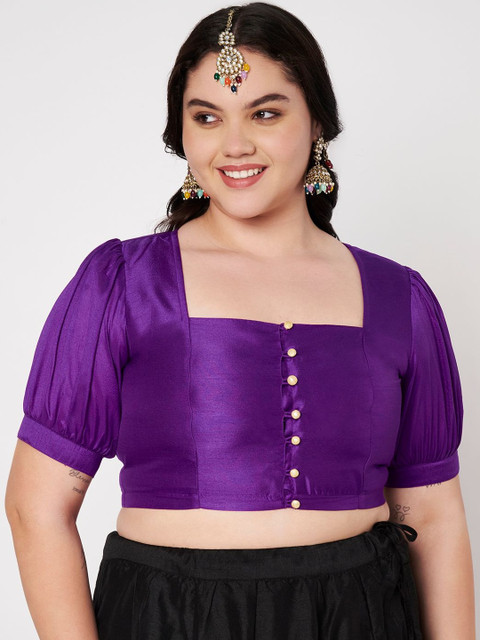 studio rasa Plus Size Button Down Crop Top
