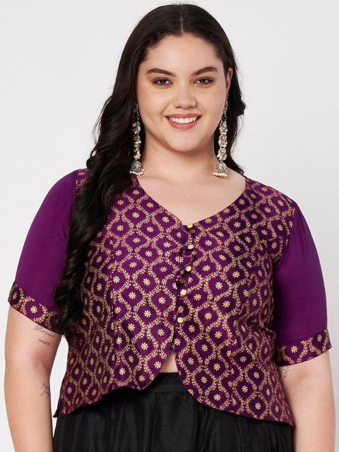 studio rasa Plus Size Printed Crop Top
