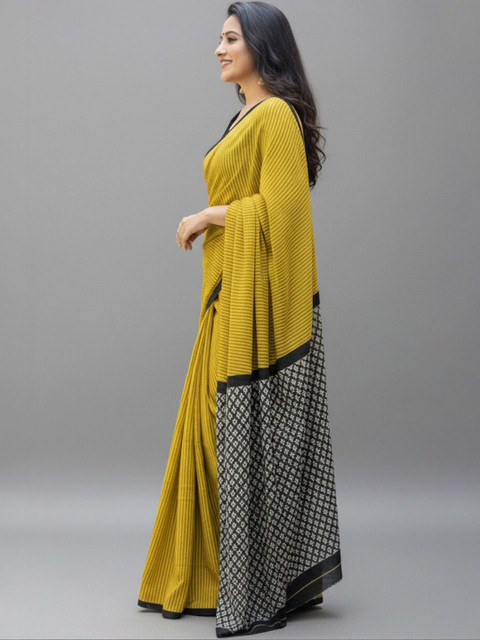 Urban Pallu Striped Pure Cotton Saree - Image 3
