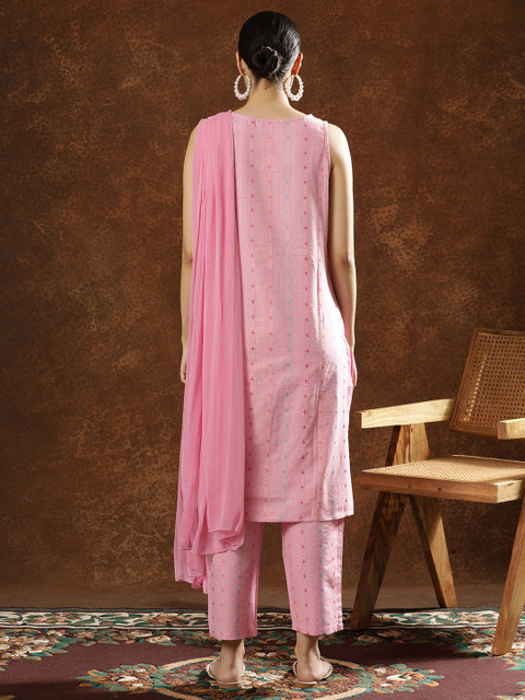 Anouk Ethnic Motifs Printed Regular Pure Cotton Kurta With Trousers & Dupatta - Image 5