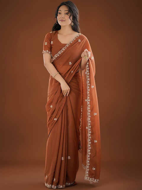 Anouk Ethnic Motifs Embroidered Pure Georgette Heavy Work Saree