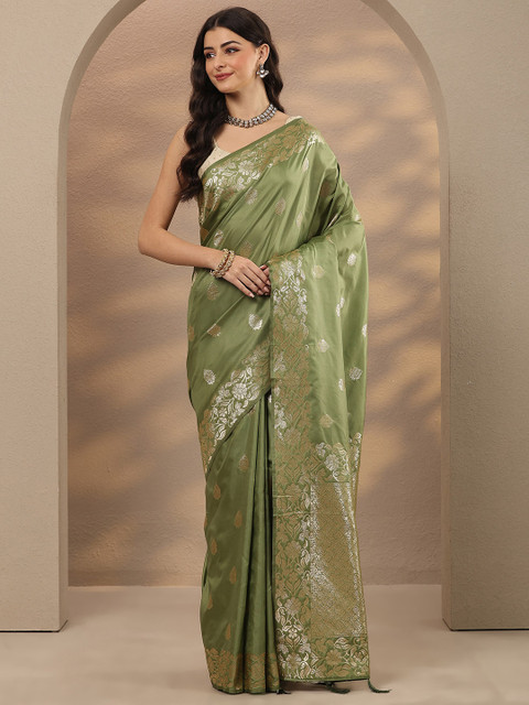 Libas Woven Design Zari Silk Blend Heavy Work Saree