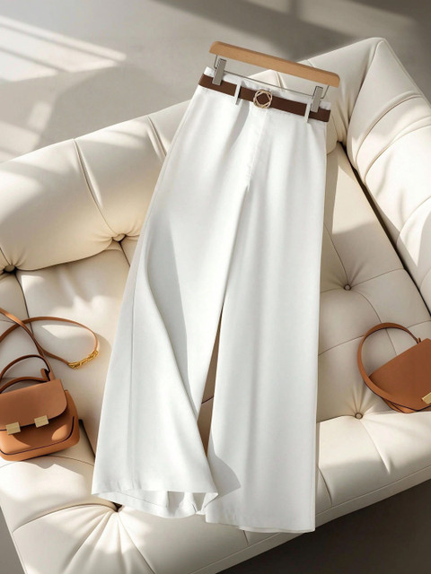 TOOCHKI Women Relaxed Straight Leg High-Rise Non Iron Trousers