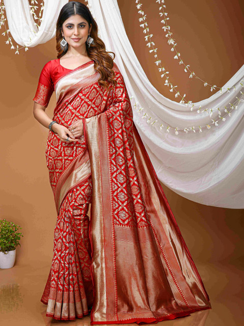 Anouk Ethnic Motifs Zari Silk Blend Handloom Banarasi Saree