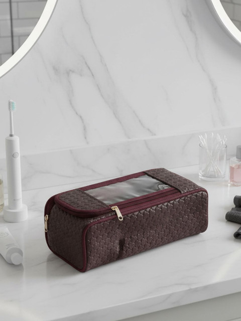 Kuber Industries Textured Foldable Vanity Bag Travel Accessory