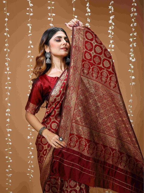 Anouk Woven Design Zari Silk Blend Handloom Banarasi Saree - Image 2