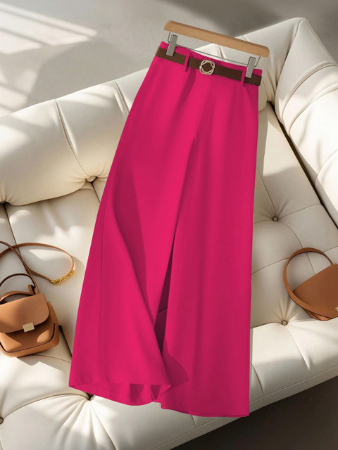 KERI PERRY Women Relaxed Straight Leg High-Rise Non Iron Trousers