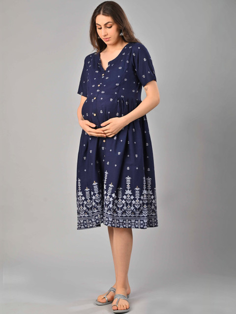 Negen Ethnic Motifs Print Maternity A-Line Dress