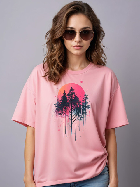 SMARTEES Women Printed Drop-Shoulder Sleeves T-shirt