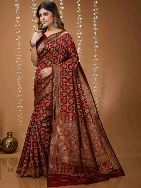 Anouk Woven Design Zari Silk Blend Handloom Banarasi Saree - Image 3