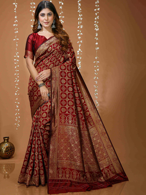 Anouk Woven Design Zari Silk Blend Handloom Banarasi Saree