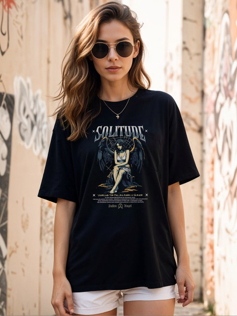 SMARTEES Women Printed Drop-Shoulder Sleeves T-shirt