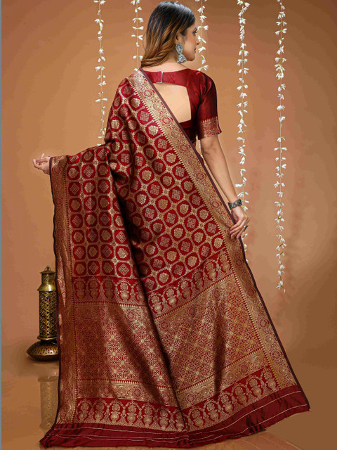 Anouk Woven Design Zari Silk Blend Handloom Banarasi Saree - Image 4