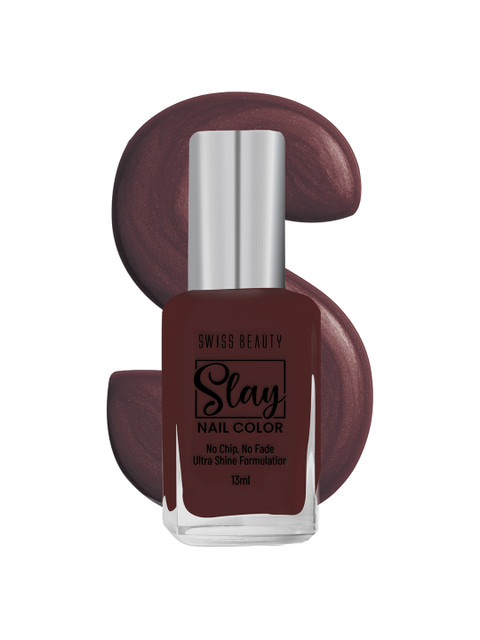 SWISS BEAUTY Slay Glossy & Long-Lasting Nail Colour 13 ml - Deep Mahogany