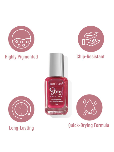 SWISS BEAUTY Slay Nail Polish 13ml - Maroon Marathon 206 - Image 3