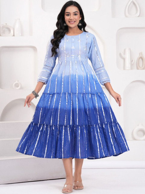 HERE&NOW Tie and Dye Fit & Flare Midi Dress