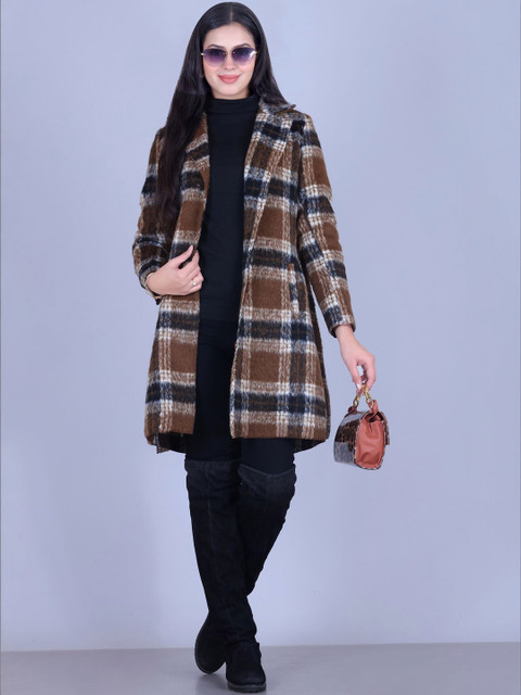 The Roadster Lifestyle Co Checked Notched Lapel Longline Overcoat