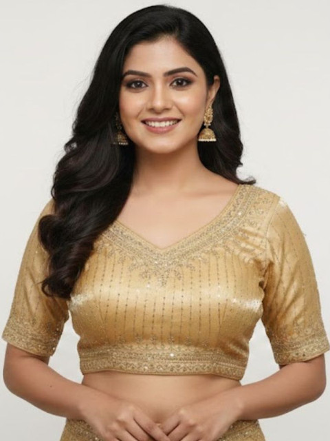 Mytrendzs Embroidered V-Neck Saree Blouse