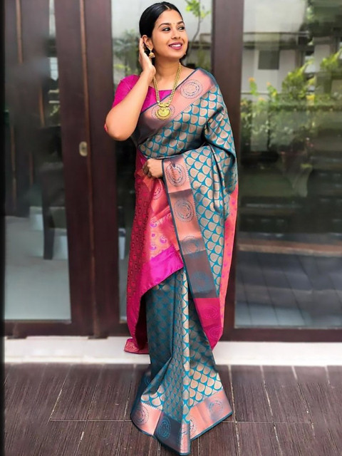 Urban Pallu Woven Design Silk Blend fwd Saree