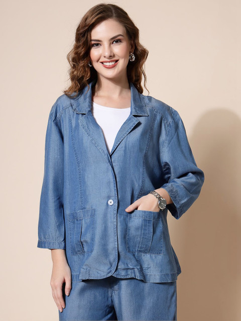 Nomad Lifestyle Notched Lapel Three Fourth Sleeve Single Breasted Blazer