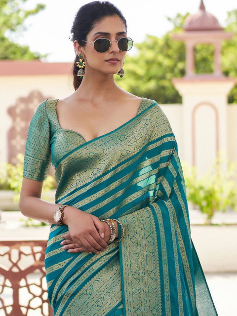 Urban Pallu Woven Design Zari Silk Blend Handloom Mysore Silk Saree