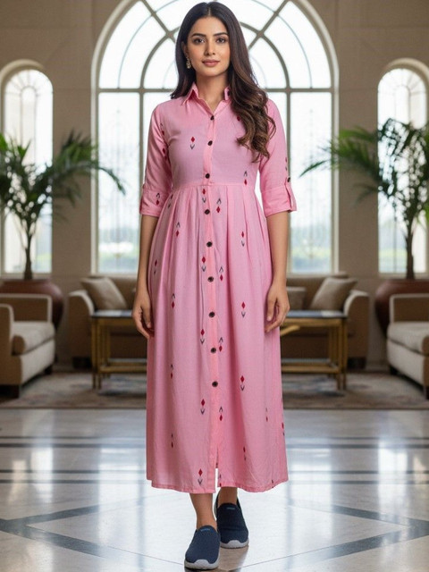 IndoBella Print A-Line Midi Dress