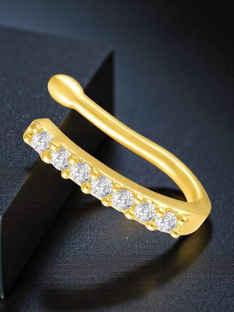 Mahi Gold-Plated Crystals Ring Nosepin