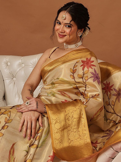 Silk Land Banarasi Soft Silk Zari Tissue With Digital Printed Saree - Image 6