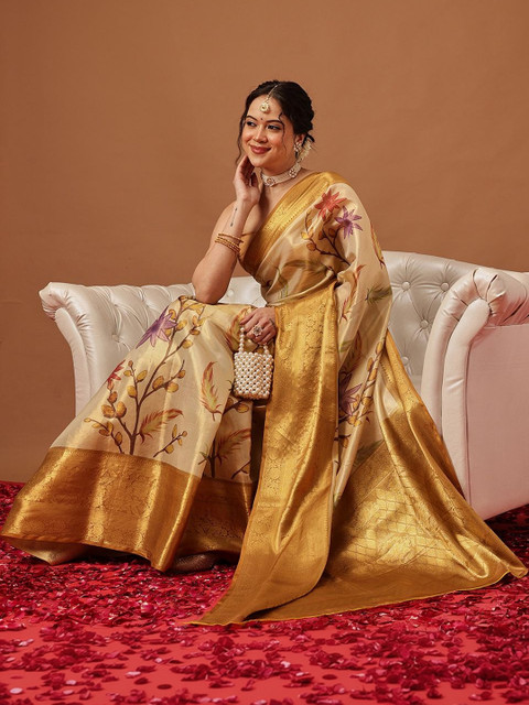 Silk Land Banarasi Soft Silk Zari Tissue With Digital Printed Saree - Image 3