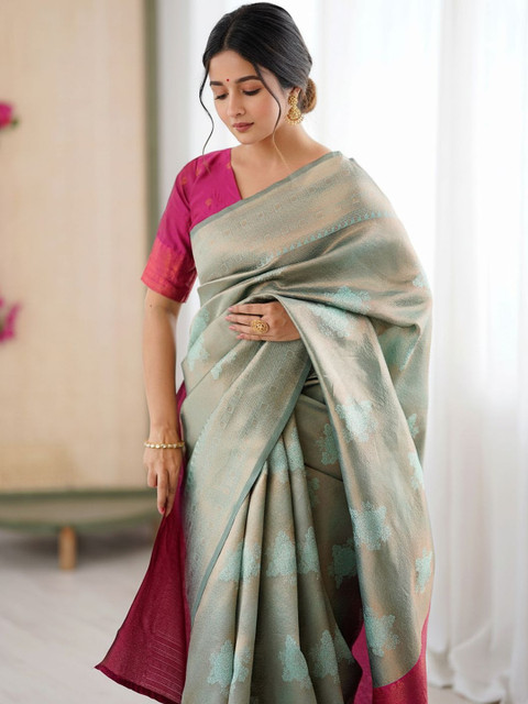 Urban Pallu Woven Design Zari Silk Blend Saree