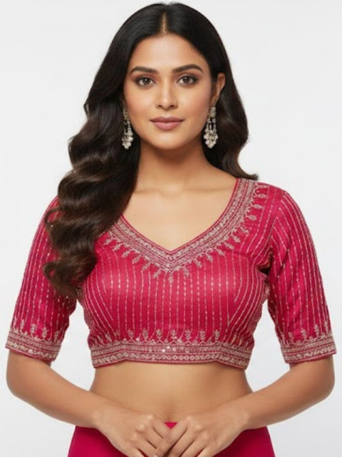 Mytrendzs Embroidered V-Neck Saree Blouse