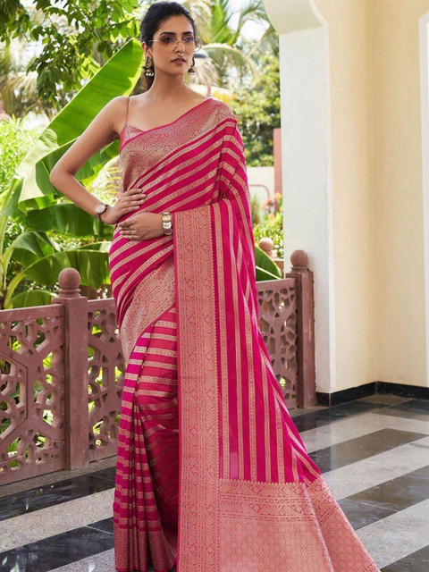 Urban Pallu Woven Design Zari Silk Blend Handloom Mysore Silk Saree