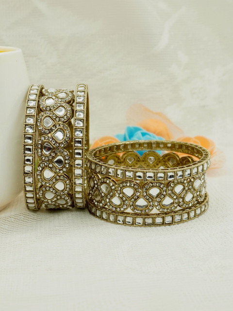 Panini jewels Set of 6 Gold-Plated Kundan Bangle