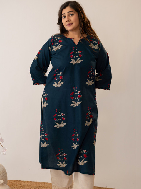 Glory Silk Women Floral Printed Keyhole Neck Indie Prints Kurta - Image 3