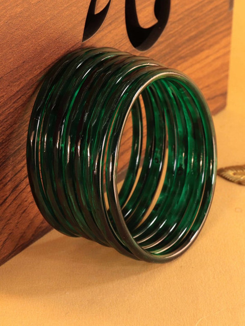 ZULKA Set Of 8 Glass Kada Bangles