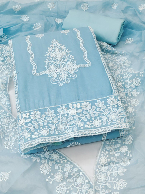 KALINI Embroidered Pure Cotton Unstitched Dress Material