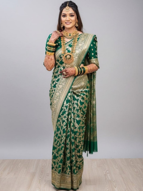 ROFOLO Woven Design Zari Art Silk Heavy Work Banarasi Saree